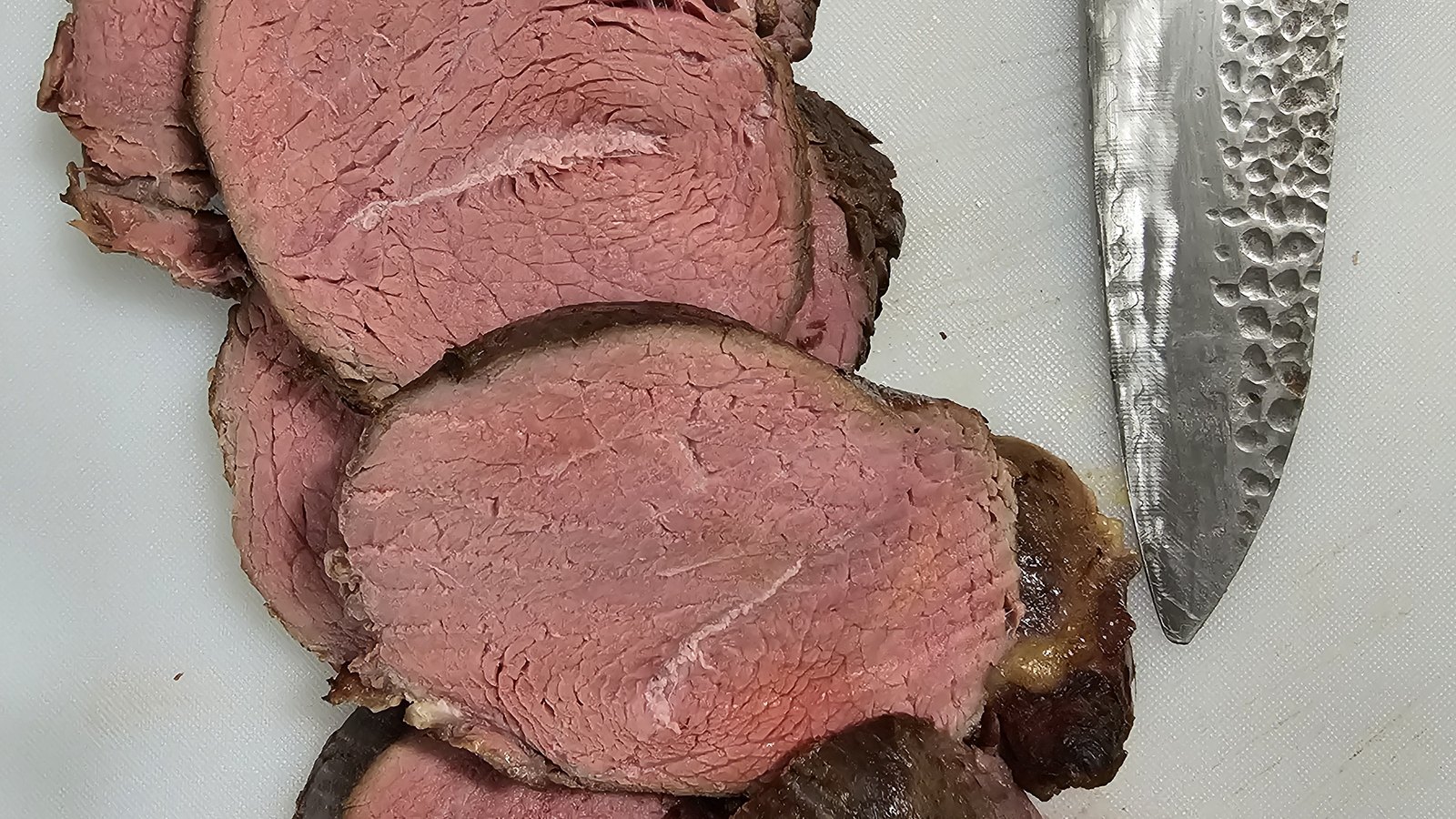 Beef sliced off the roast.